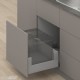 MERIVOBOX E padidinto ištraukimo stalčius su BOXCOVER, NL&nbsp;450&nbsp;mm, 70&nbsp;kg, TIP-ON BLUMOTION, pilkas „Indium“