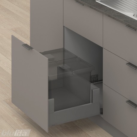 MERIVOBOX E padidinto ištraukimo stalčius su BOXCOVER, NL&nbsp;550&nbsp;mm, 70&nbsp;kg, BLUMOTION, pilkas „Orion“, EXPANDO&nbsp;T