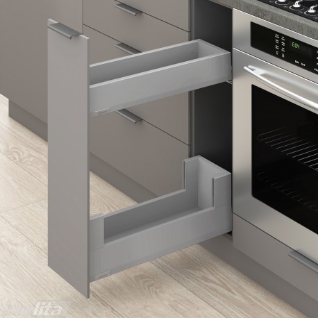 MERIVOBOX SPACE TWIN komplektas su BOXCOVER, NL&nbsp;270&nbsp;mm, 40&nbsp;kg, BLUMOTION, pilkas „Indium“, EXPANDO&nbsp;T