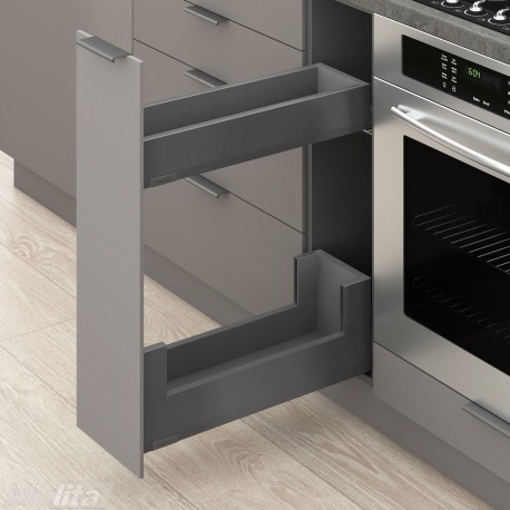 MERIVOBOX SPACE TWIN komplektas su BOXCOVER, NL&nbsp;300&nbsp;mm, 40&nbsp;kg, BLUMOTION, pilkas „Orion“, EXPANDO&nbsp;T