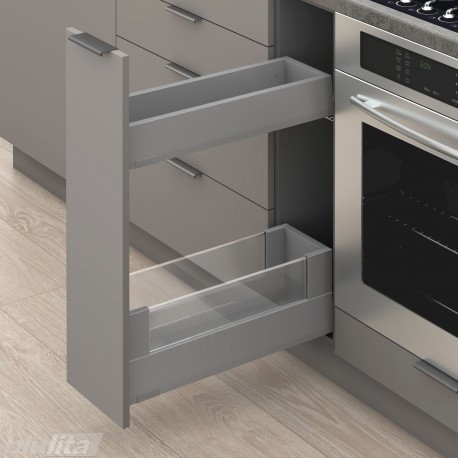MERIVOBOX SPACE TWIN komplektas su BOXCOVER, NL&nbsp;550&nbsp;mm, 40&nbsp;kg, BLUMOTION, pilkas „Indium“