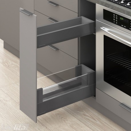 MERIVOBOX SPACE TWIN komplektas su BOXCOVER, NL&nbsp;500&nbsp;mm, 40&nbsp;kg, BLUMOTION, pilkas „Orion“, EXPANDO&nbsp;T