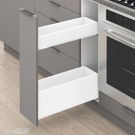 MERIVOBOX SPACE TWIN komplektas su BOXCAP, NL&nbsp;300&nbsp;mm, 40&nbsp;kg, BLUMOTION, baltas „Silk“