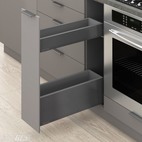 MERIVOBOX SPACE TWIN komplektas su BOXCAP, NL&nbsp;450&nbsp;mm, 40&nbsp;kg, BLUMOTION, pilkas „Orion“, EXPANDO&nbsp;T