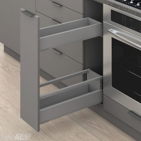 MERIVOBOX SPACE TWIN komplektas su relingu, NL&nbsp;270&nbsp;mm, 40&nbsp;kg, BLUMOTION, pilkas „Indium“