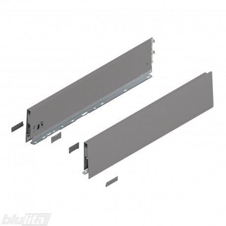 MERIVOBOX stalčiaus šonai NL&nbsp;550&nbsp;mm, K&nbsp;aukštis, pilkos „Indium“ spalvos, kairys ir dešinys