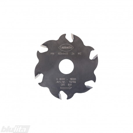 Lamello freza, skirta „Classic X“ įrankiui, HW, Ø100&nbsp;x&nbsp;4&nbsp;x&nbsp;Ø22&nbsp;mm, Z6, su dvikrypčiais dantukais