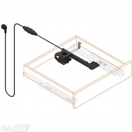 AMPEROS AC komplektas, skirtas NL&nbsp;550&nbsp;mm LEGRABOX ir MOVENTO, kištukinio lizdo tipas F, juodas matinis