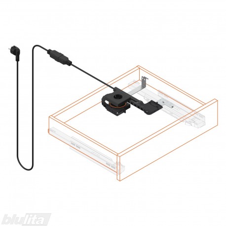 AMPEROS AC komplektas, skirtas NL&nbsp;450&nbsp;mm LEGRABOX ir MOVENTO, kištukinio lizdo tipas F, juodas matinis