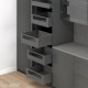MERIVOBOX SPACE TOWER komplektas su BOXCAP, NL 500 mm, 40 kg, BLUMOTION, pilka „Orion“, fasadas su relingu