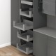MERIVOBOX SPACE TOWER komplektas su BOXCOVER ir stiklu, NL 500 mm, 70 kg, BLUMOTION, pilkas „Indium“, fasadas su L458 stiklu