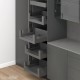 MERIVOBOX SPACE TOWER komplektas su BOXCOVER ir stiklu, NL 600 mm, 70 kg, BLUMOTION, pilkas „Orion“, fasadas su L458 stiklu
