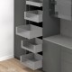 MERIVOBOX SPACE TOWER komplektas su BOXCAP, NL 600 mm, 40 kg, BLUMOTION, pilkas „Indium“, fasadas su H458 stiklu