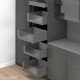 MERIVOBOX SPACE TOWER komplektas su BOXCAP, NL 500 mm, 40 kg, BLUMOTION, pilkas „Orion“, fasadas su H458 stiklu