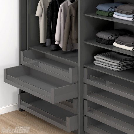 MERIVOBOX SPACE TOWER komplektas su BOXCAP, NL 500 mm, 70 kg, BLUMOTION, pilkas „Orion“, fasadas su L1058 stiklu
