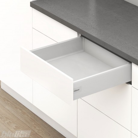 TANDEMBOX antaro K stalčiaus komplektas, NL&nbsp;350&nbsp;mm, 30&nbsp;kg, TIP-ON BLUMOTION, pilkas „White Aluminium“