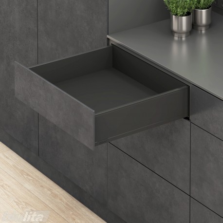 LEGRABOX K stalčiaus komplektas, NL&nbsp;550&nbsp;mm, 40&nbsp;kg, TIP-ON BLUMOTION, juodas „Carbon“, EXPANDO&nbsp;T