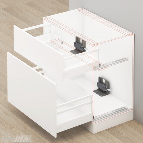 SERVO-DRIVE komplektas spintelei po kriaukle iš&nbsp;2&nbsp;stalčių