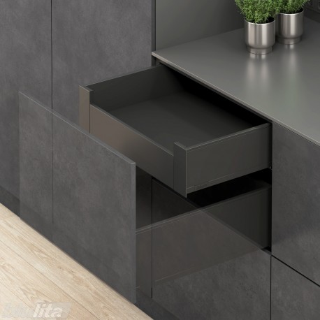 LEGRABOX K vidinio stalčiaus komplektas, NL&nbsp;600&nbsp;mm, 40&nbsp;kg, TIP-ON BLUMOTION, juodas „Carbon“