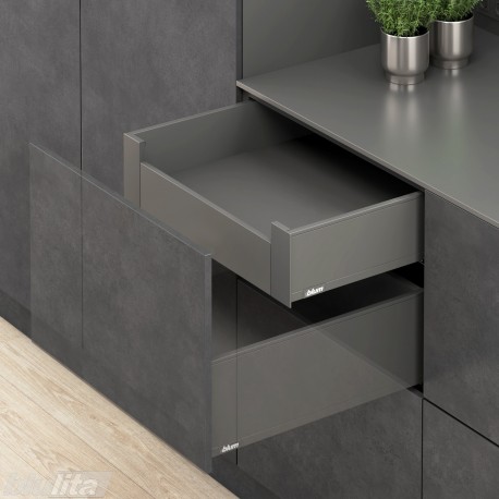 LEGRABOX K vidinio stalčiaus komplektas, NL&nbsp;550&nbsp;mm, 70&nbsp;kg, TIP-ON BLUMOTION, pilkas „Orion“