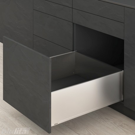 LEGRABOX F stalčiaus komplektas, NL&nbsp;600&nbsp;mm, 40&nbsp;kg, TIP-ON BLUMOTION, nerūd. plienas