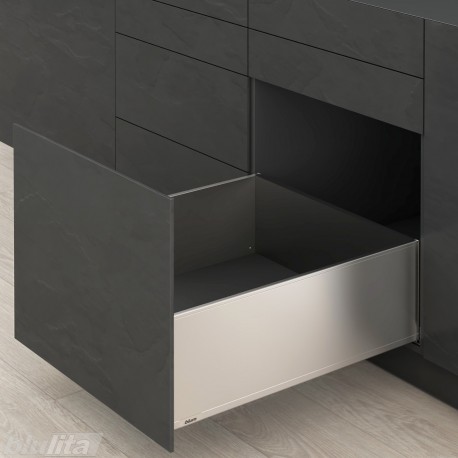 LEGRABOX F stalčiaus komplektas, NL&nbsp;600&nbsp;mm, 40&nbsp;kg, TIP-ON BLUMOTION, nerūd. plienas, EXPANDO&nbsp;T