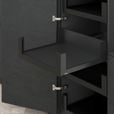 LEGRABOX C free vidinio stalčiaus komplektas, NL 550 mm, 40 kg, BLUMOTION, juodas „Terra“, fasadas su laikikliais